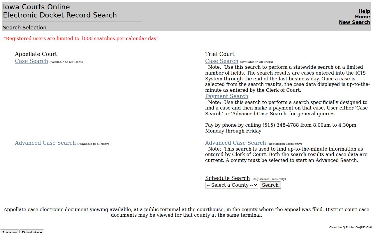 Poweshiek County warrant search court application frame