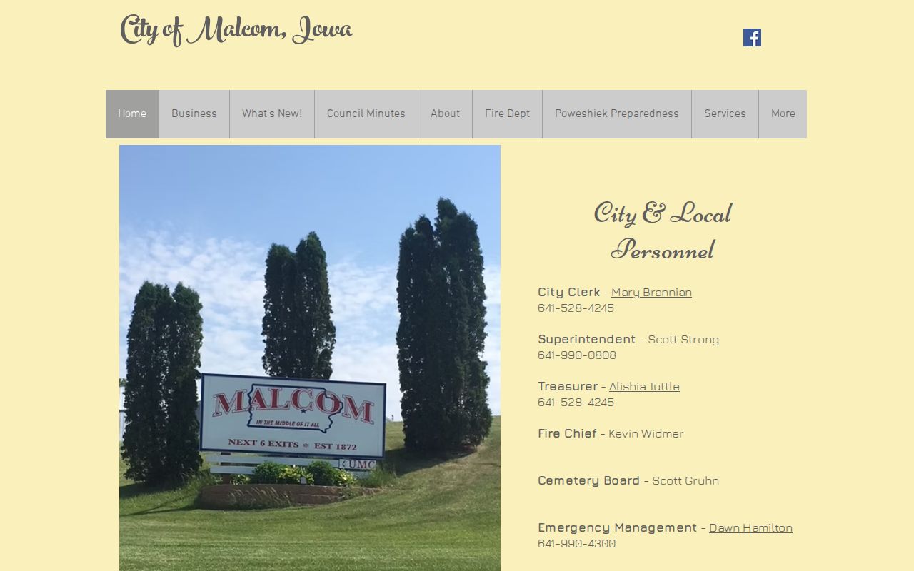 Malcom City Hall contact for Poweshiek County municipal court warrant routing