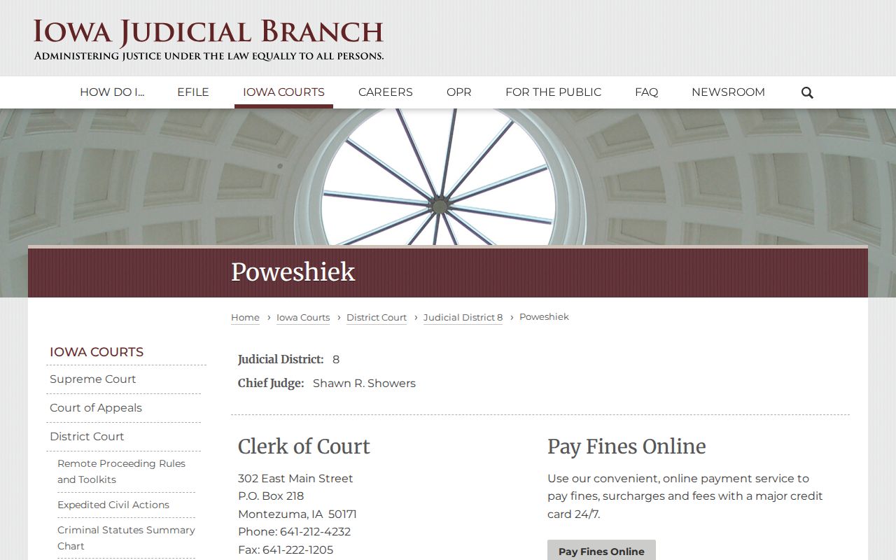 Poweshiek County warrant records court contact page