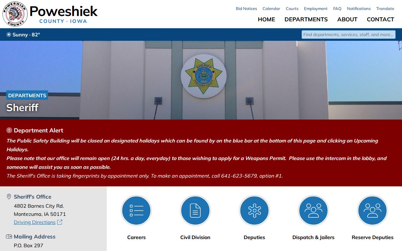 Poweshiek County warrant records Sheriff contact channel