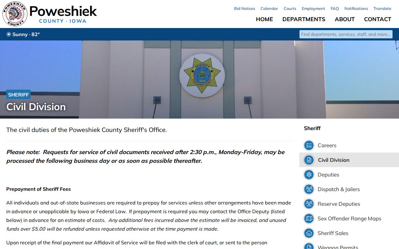 Poweshiek County warrant records civil process distinction
